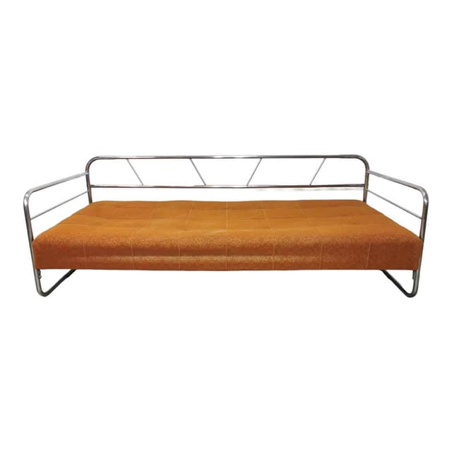 Sofa Bauhaus, orange, chrome steel, by R. Slezak, Czechoslovakia, 1960s. - DIMENSION