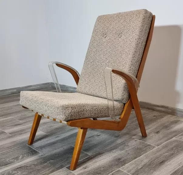Armchair Krasna Jizba, beige, wood, Tatra Nabytok, Czechoslovakia, 1960s. - 48825