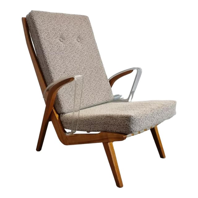 Armchair Krasna Jizba, beige, wood, Tatra Nabytok, Czechoslovakia, 1960s. - DIMENSION