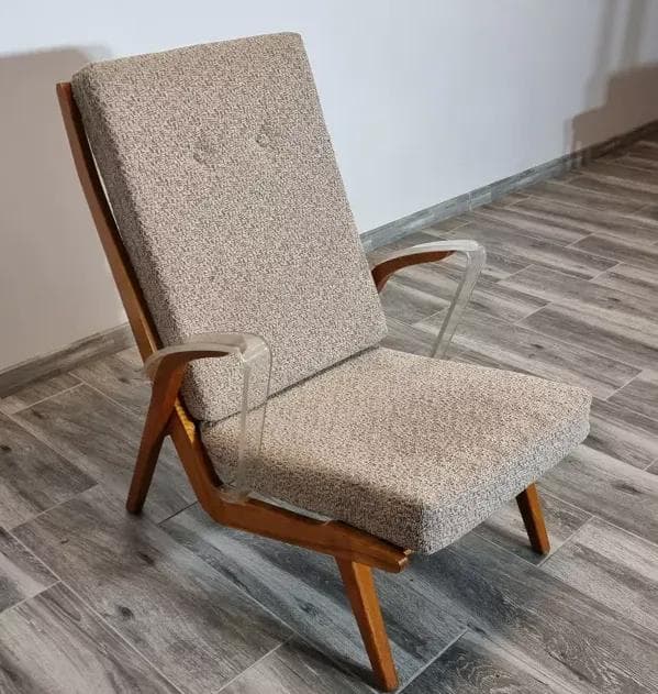 Armchair Krasna Jizba, beige, wood, Tatra Nabytok, Czechoslovakia, 1960s. - 48827
