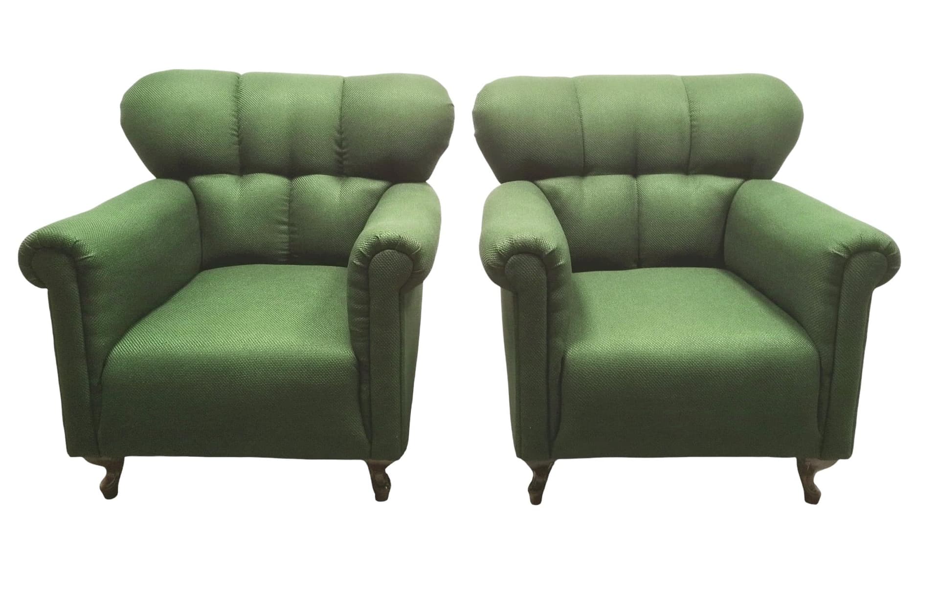 Pair of armchairs Retro, bottle green fabric, Czechoslovakia, 1960s.