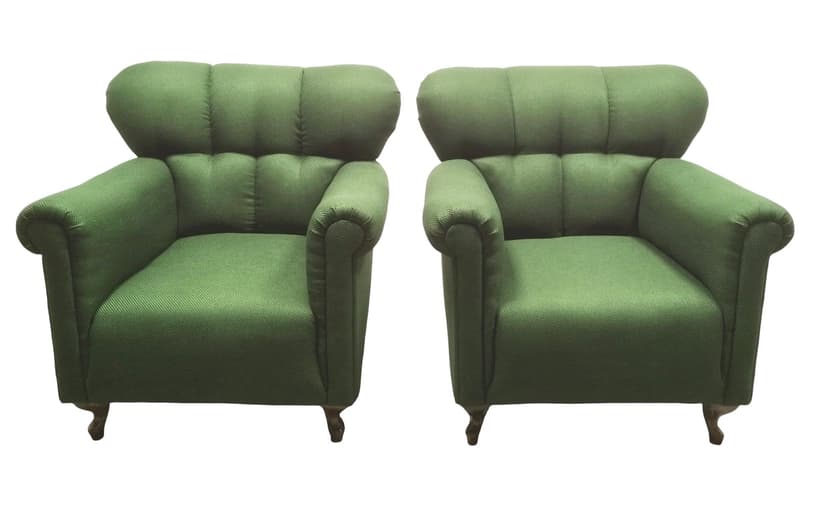 Pair of armchairs Retro, bottle green fabric, Czechoslovakia, 1960s.