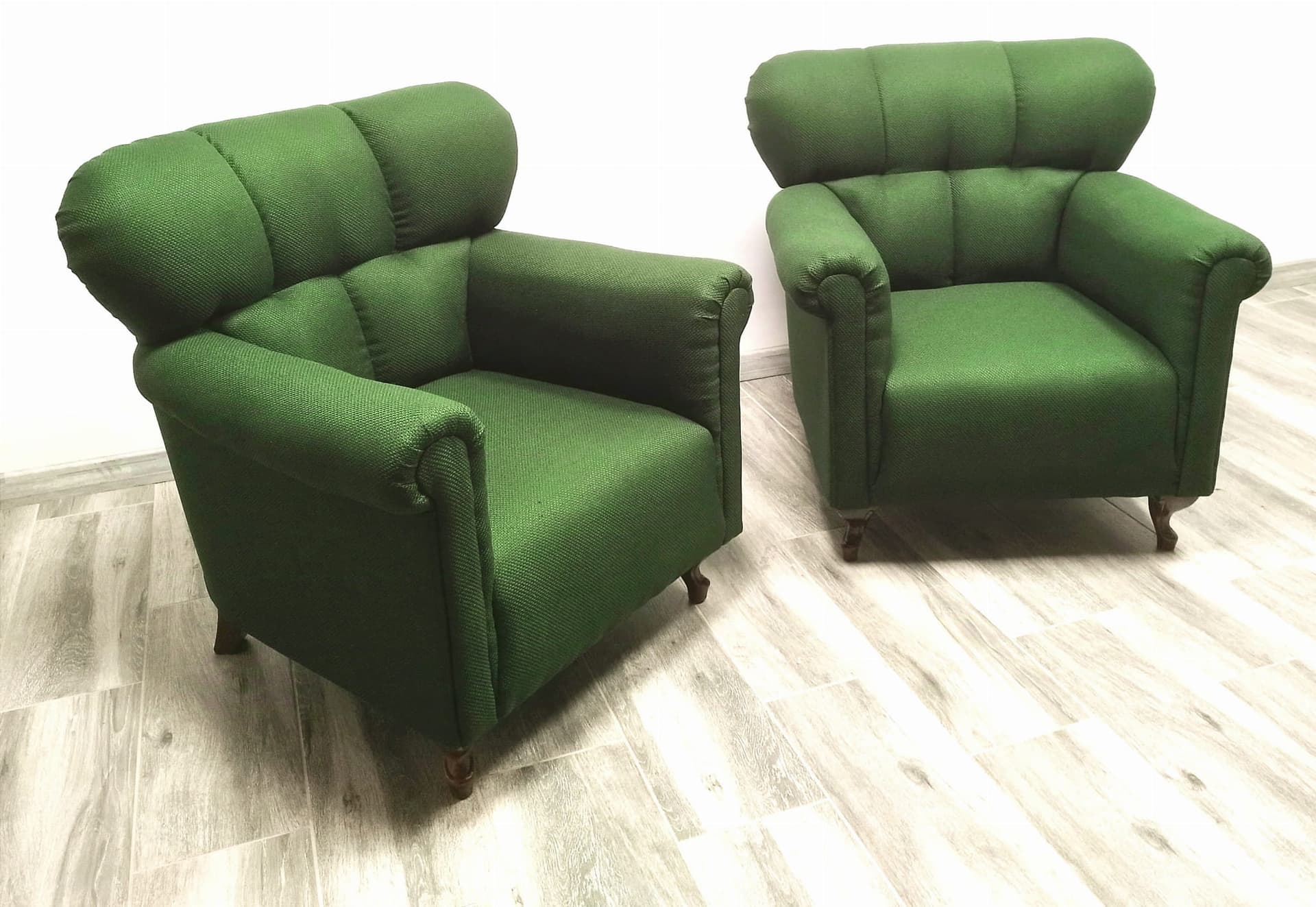 Pair of armchairs Retro, bottle green fabric, Czechoslovakia, 1960s. - 48729