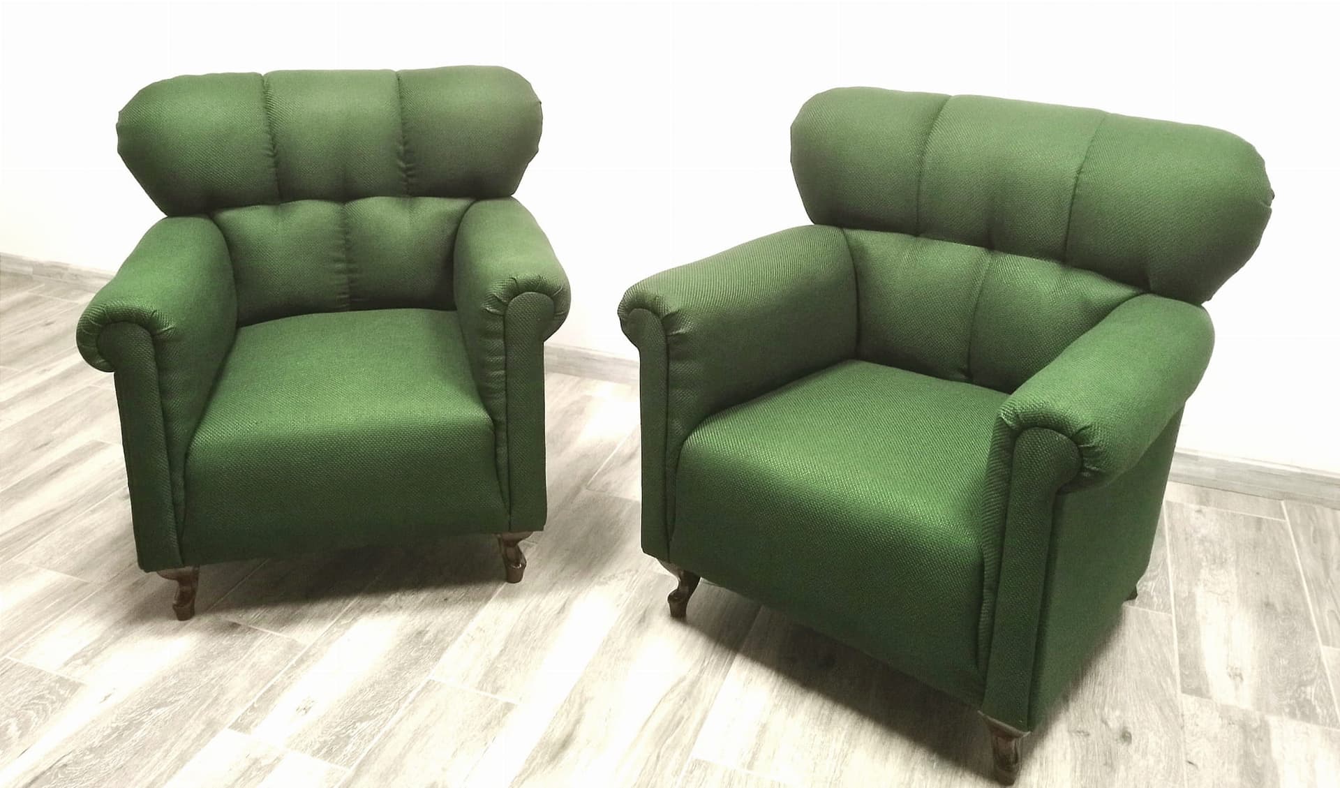 Pair of armchairs Retro, bottle green fabric, Czechoslovakia, 1960s. - 48730