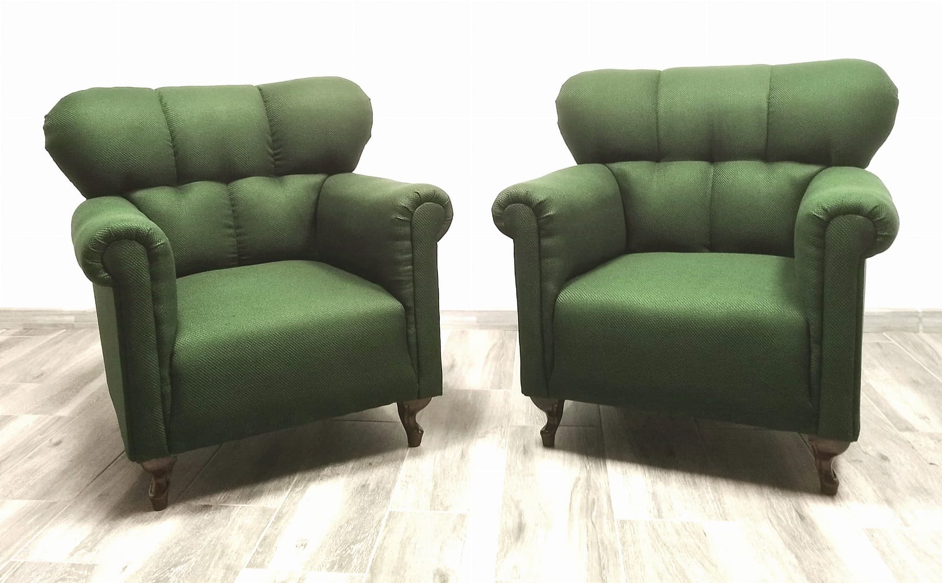 Pair of armchairs Retro, bottle green fabric, Czechoslovakia, 1960s. - 48731