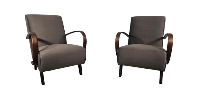 Pair of armchairs, walnut grey, by J. Halabala, UP Závody, Czechoslovakia, 1960s. - DIMENSION