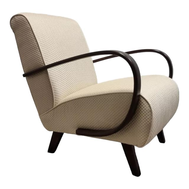 Armchair H 410, ivory white fabric, by J. Halabala, UP Závody, Czechoslovakia, 1950s. - DIMENSION