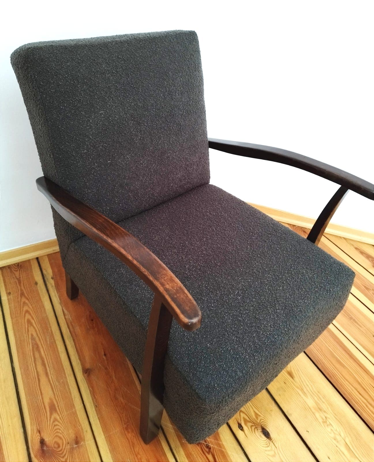 Armchair, dark brown, wood, Czechoslovakia, 1960s. - 48558