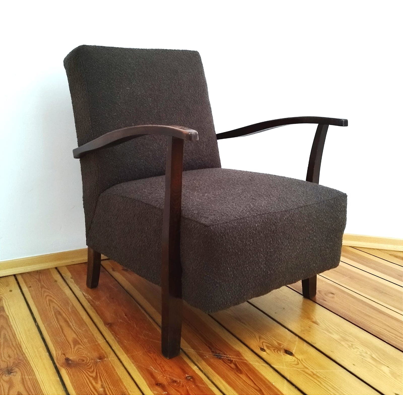 Armchair, dark brown, wood, Czechoslovakia, 1960s. - 48557