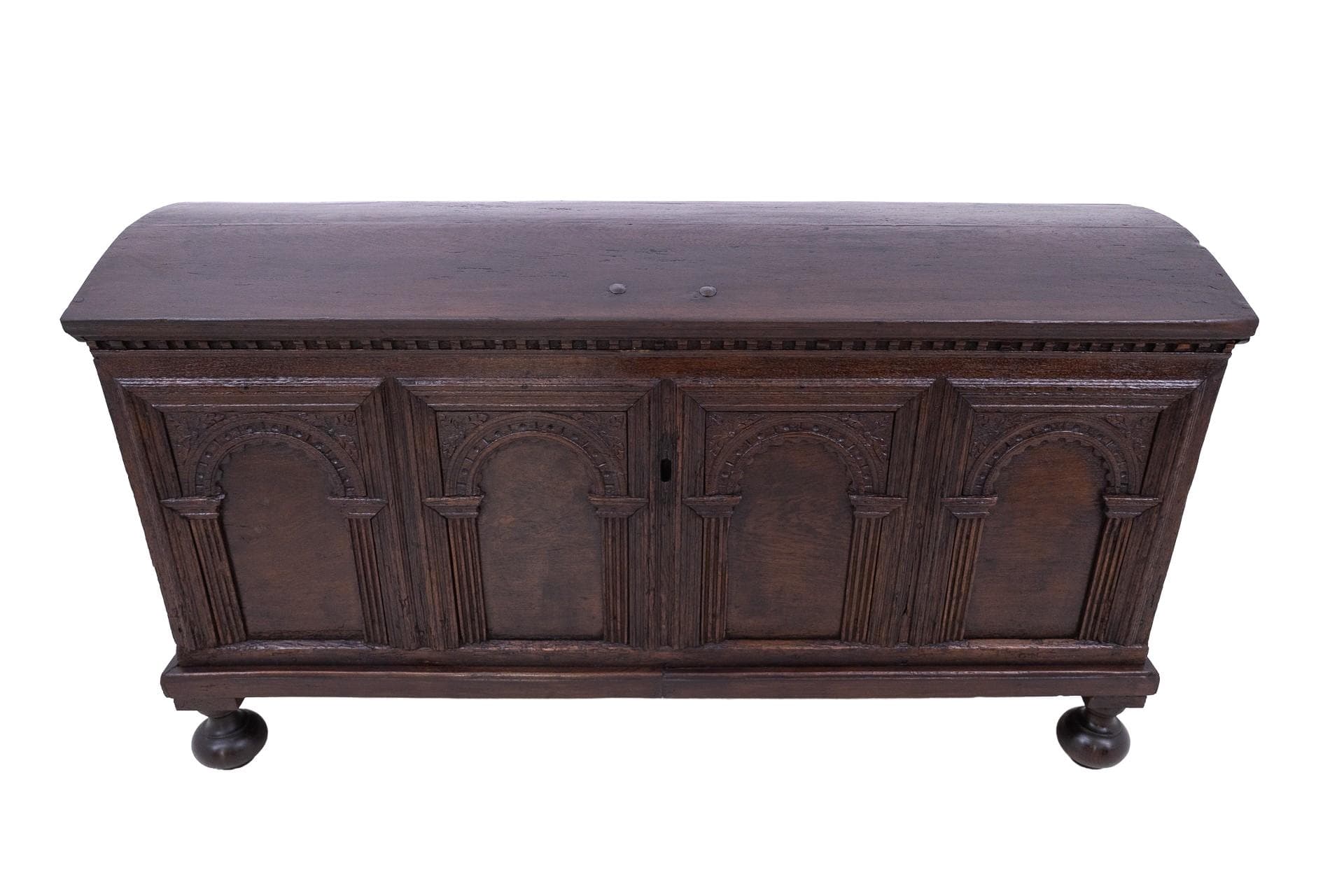 Ciemnobrązowa skrzynia zabytkowa, Francja, połowa XIX wieku