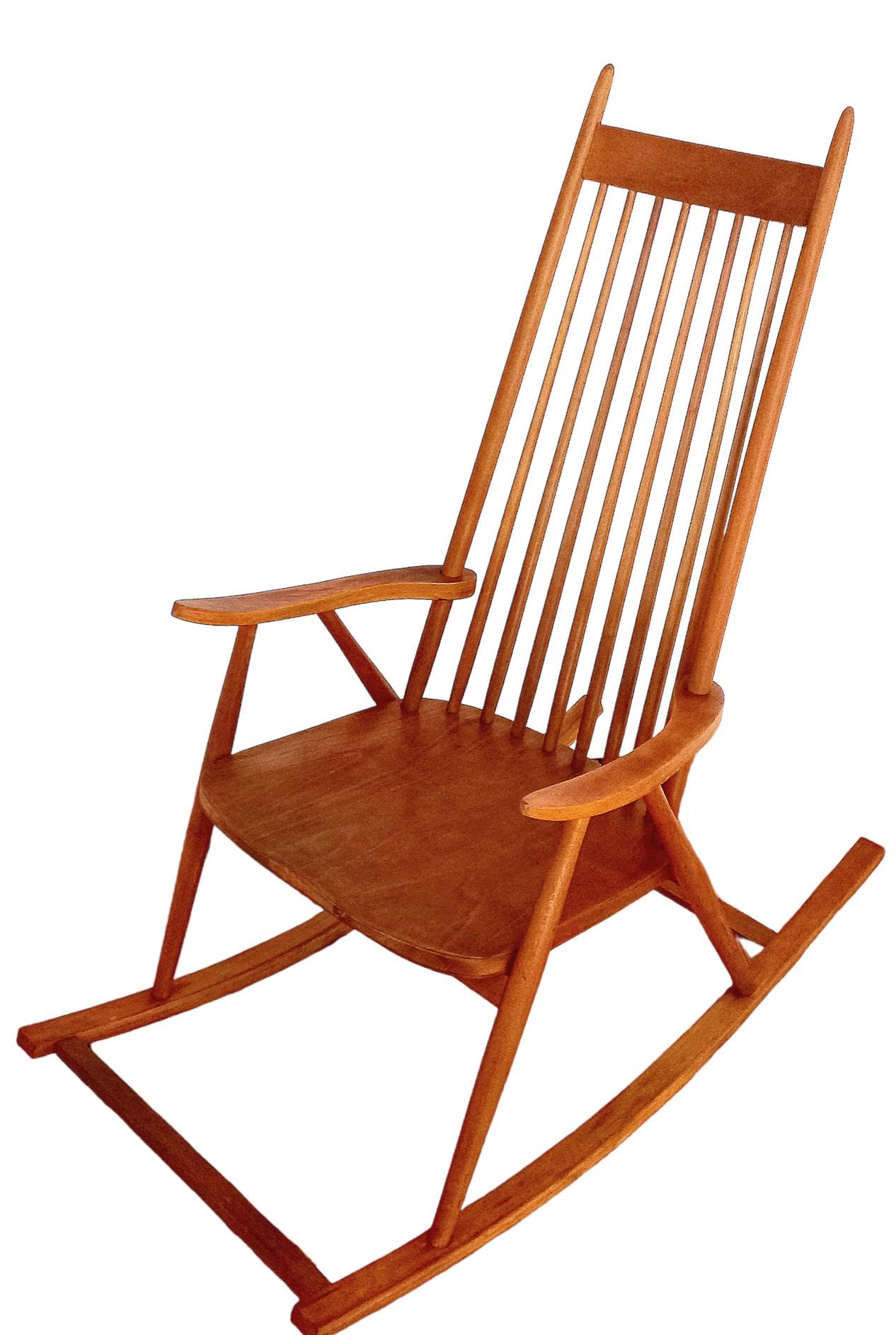 Rocking chair Holesov, brown wood, Czechoslovakia, 1960s. - 48502
