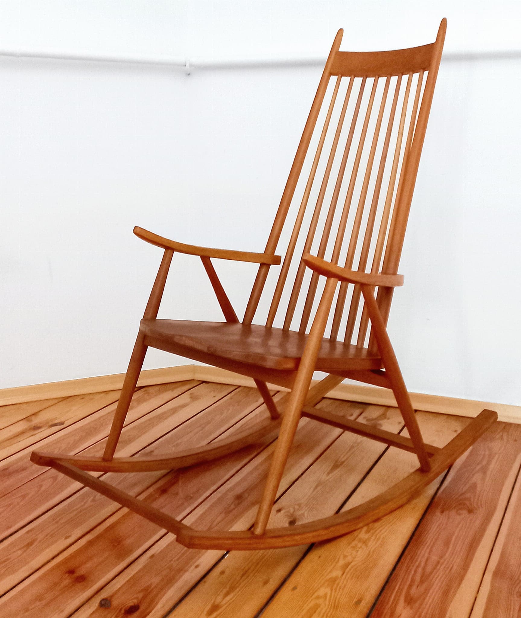 Rocking chair Holesov, brown wood, Czechoslovakia, 1960s. - 48503