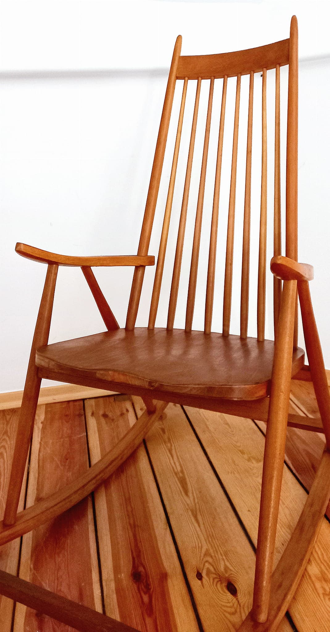 Rocking chair Holesov, brown wood, Czechoslovakia, 1960s. - 48504