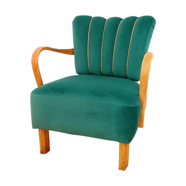 Cocktail armchair H 237, green velvet, by J. Halabala, UP Závody, Czechoslovakia, 1950s. - DIMENSION
