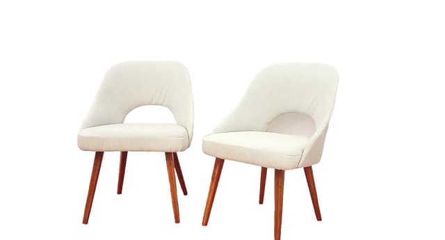 Pair of armchairs, ivory white, beech, by O. Haerdtl, Czechoslovakia, 1960s. - DIMENSION