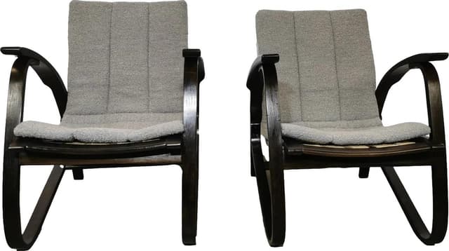 Pair of armchairs, dark brown beech, by J. Vanek, UP Závody, Czechoslovakia, 1930s. - DIMENSION