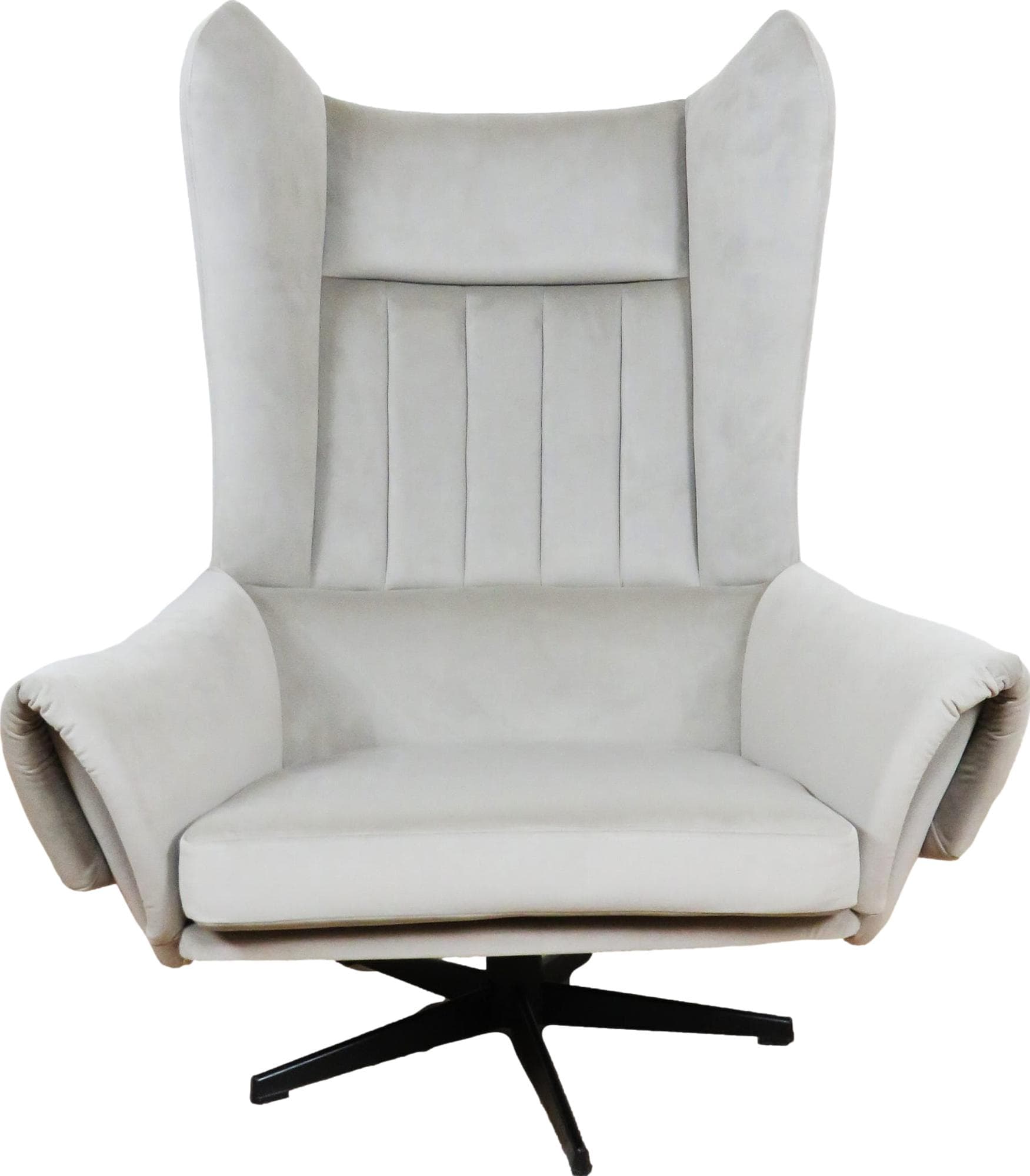 Swivel wingback armchair, grey velvet, black metal, UP Závody, Czechoslovakia, 1960s.