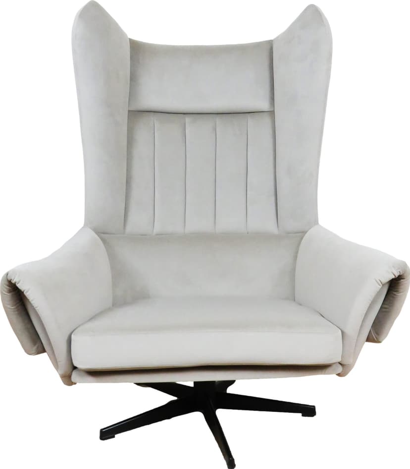 Swivel wingback armchair, grey velvet, black metal, UP Závody, Czechoslovakia, 1960s.