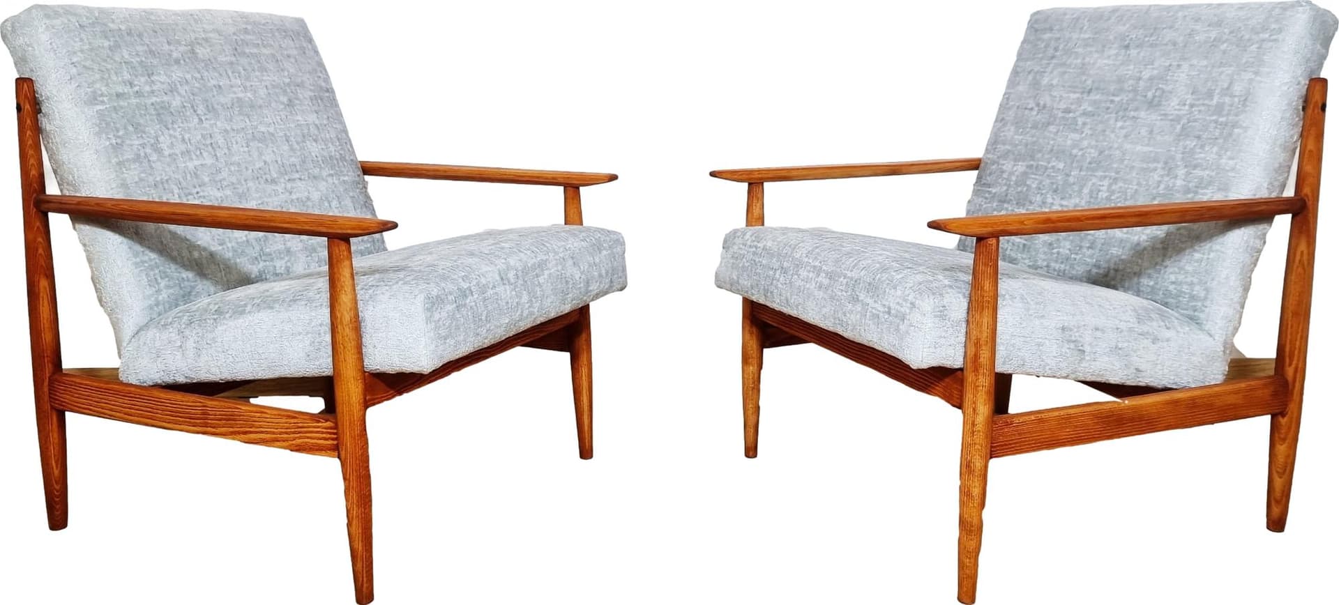 Pair of armchairs, grey, beech, TON, Czechoslovakia, 1960s.