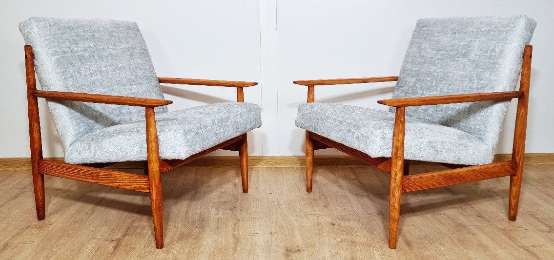 Pair of armchairs, grey, beech, TON, Czechoslovakia, 1960s. - 48374