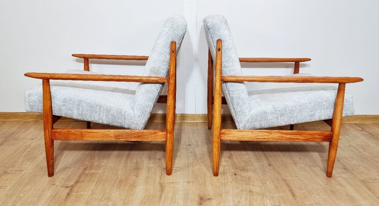 Pair of armchairs, grey, beech, TON, Czechoslovakia, 1960s. - 48376