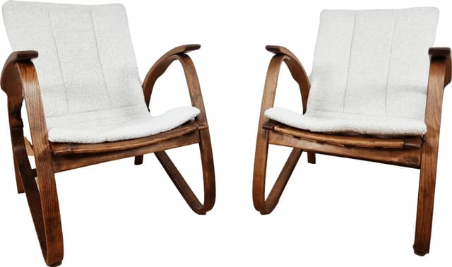 Pair of armchairs, dark brown beech, by J. Vanek, Up Zavody, Czechoslovakia, 1930s. - DIMENSION