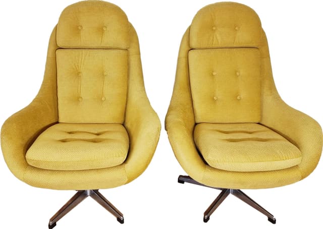 Swivel Armchair Uszak, yellow fabric, UP Závody, Czechoslovakia, 1960s. - DIMENSION