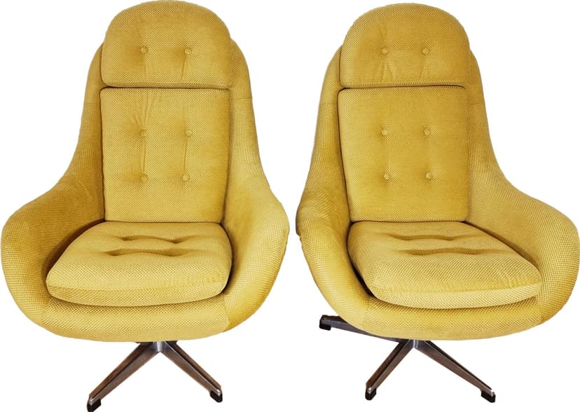 Swivel Armchair Uszak, yellow fabric, UP Závody, Czechoslovakia, 1960s.