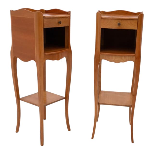 Bukowe stoliki nocne, styl secesyjny, Polska, lata 60. - WYMIARY