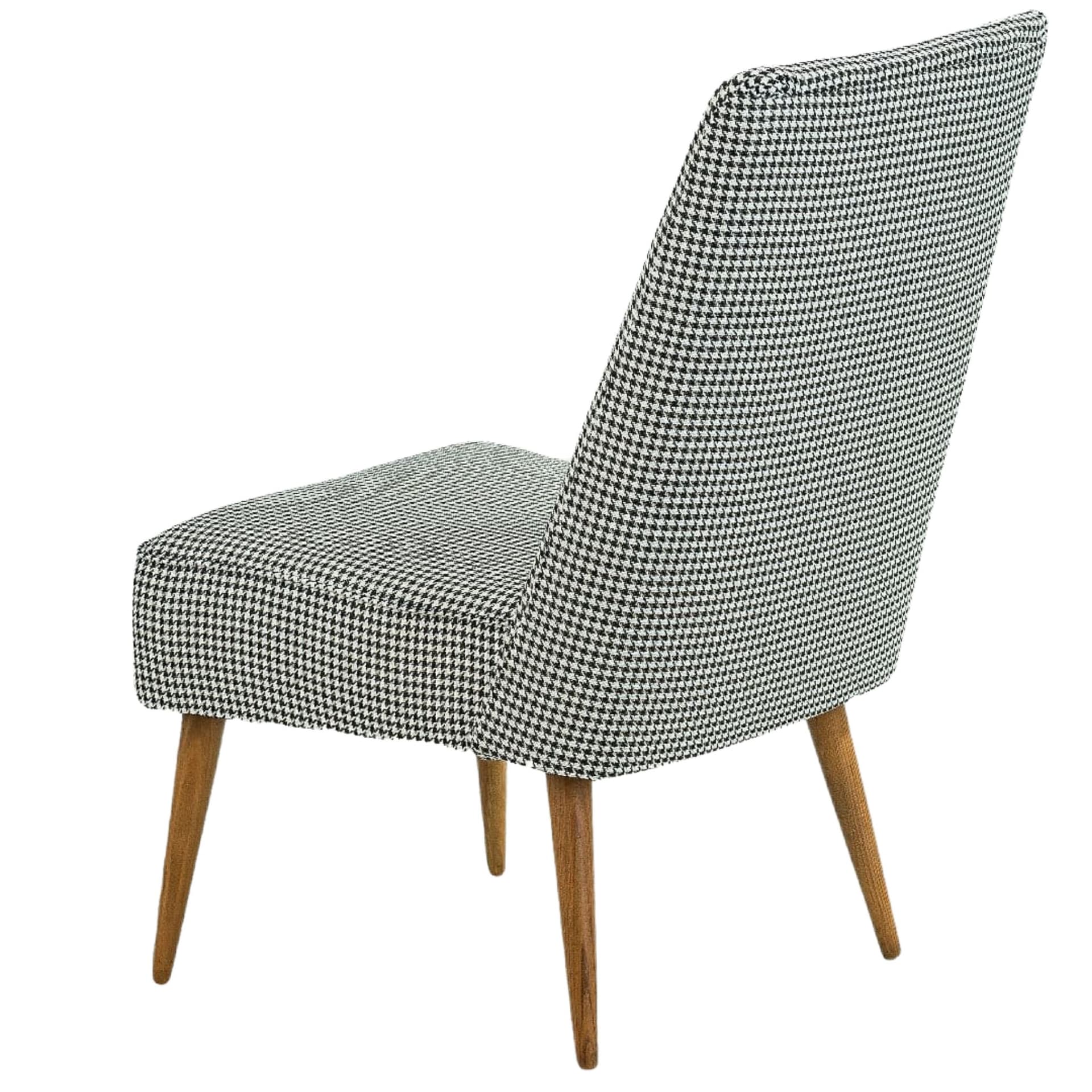 Pair of armchairs, black-and-white houndstooth, brown wood, Czechoslovakia, 1950s. - 223051