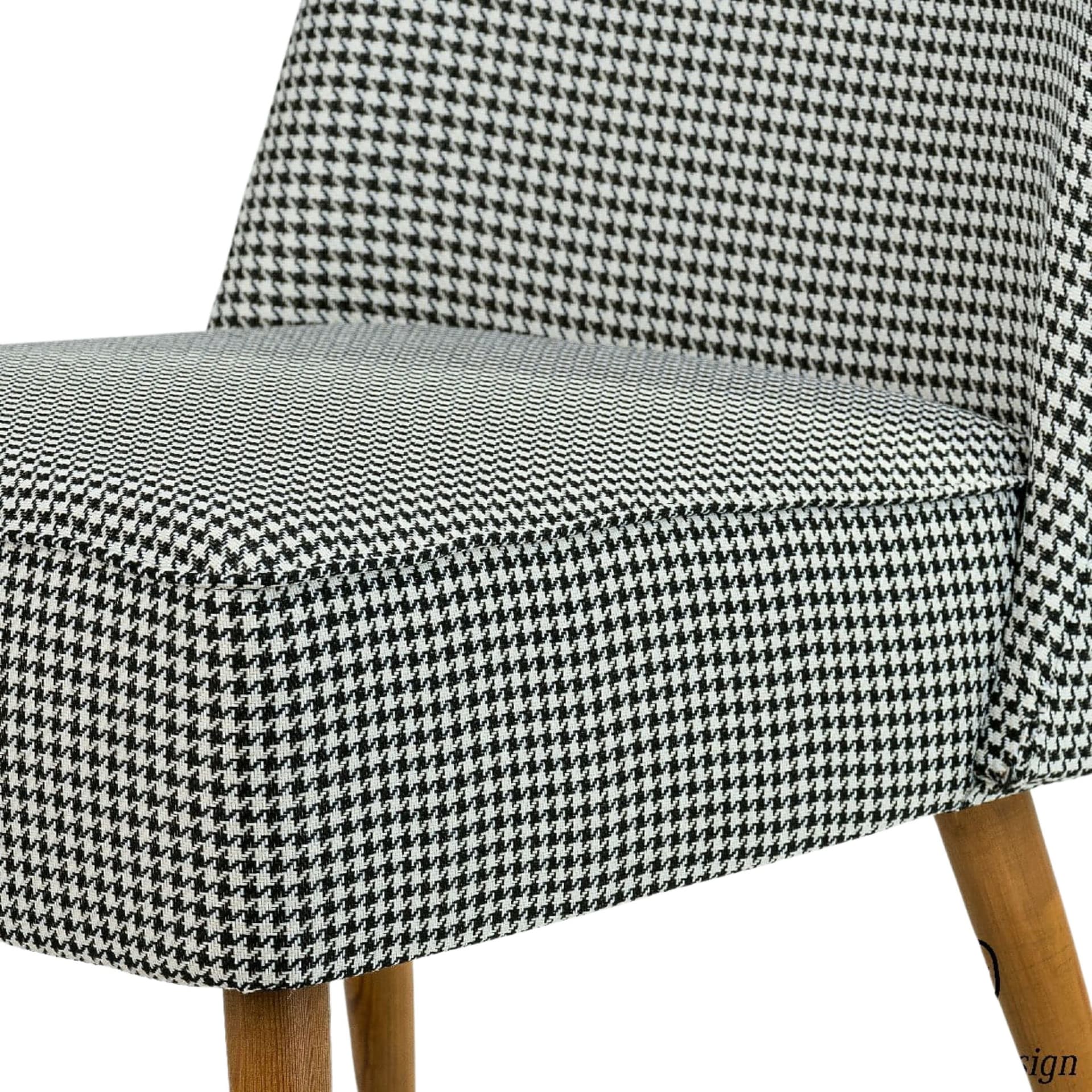 Pair of armchairs, black-and-white houndstooth, brown wood, Czechoslovakia, 1950s. - 223053