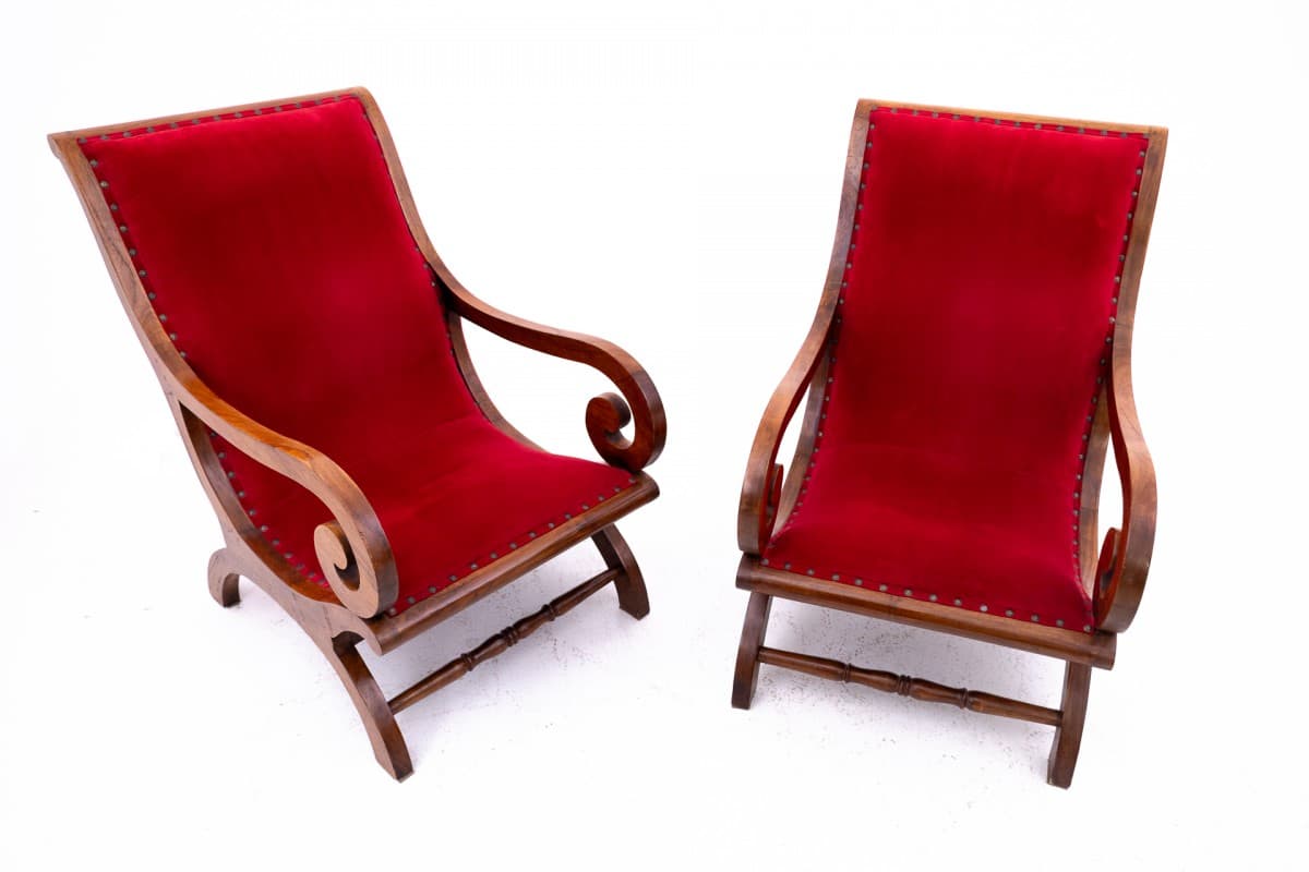Red Velvet Armchairs, Art Nouveau Style, Northern Europe, 1920s - 49557
