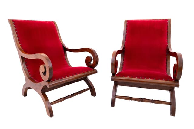 Red Velvet Armchairs, Art Nouveau Style, Northern Europe, 1920s - DIMENSION