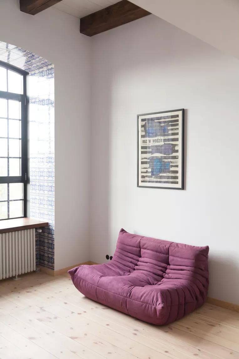 Sofa Togo dwuosobowa, mikrofibra bakłażan - 51113