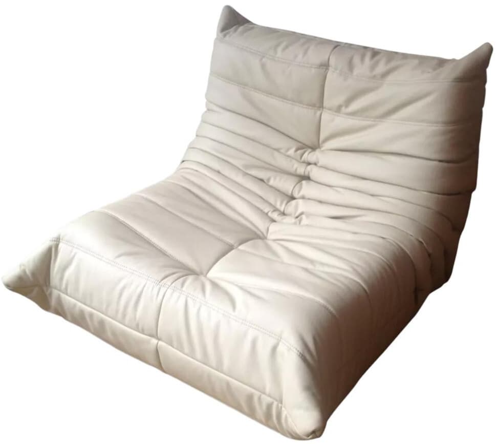 Fotel wypoczynkowy Togo, skóra biała madras