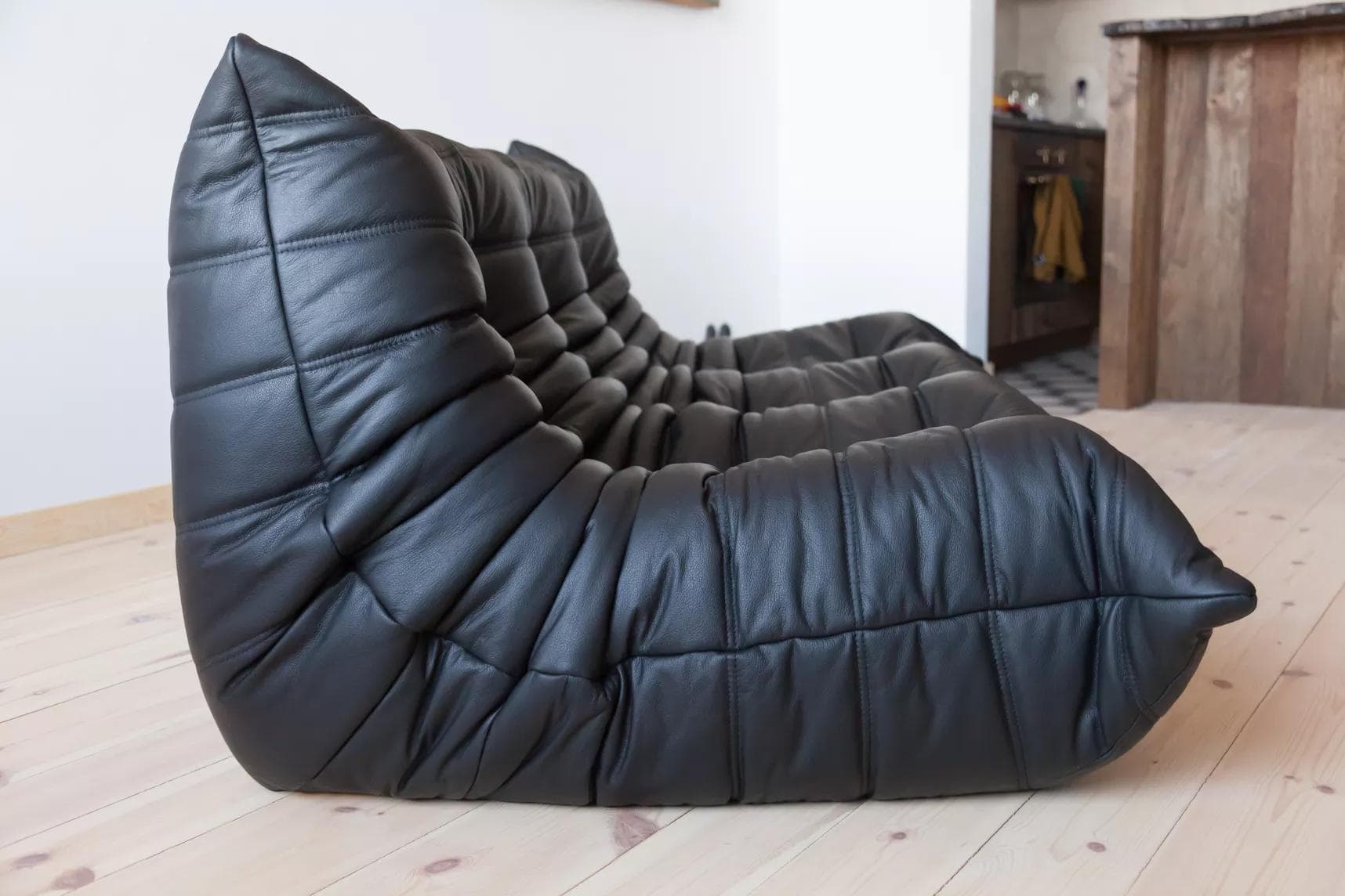 Sofa Togo trzyosobowa, skóra czarna madras - 51277