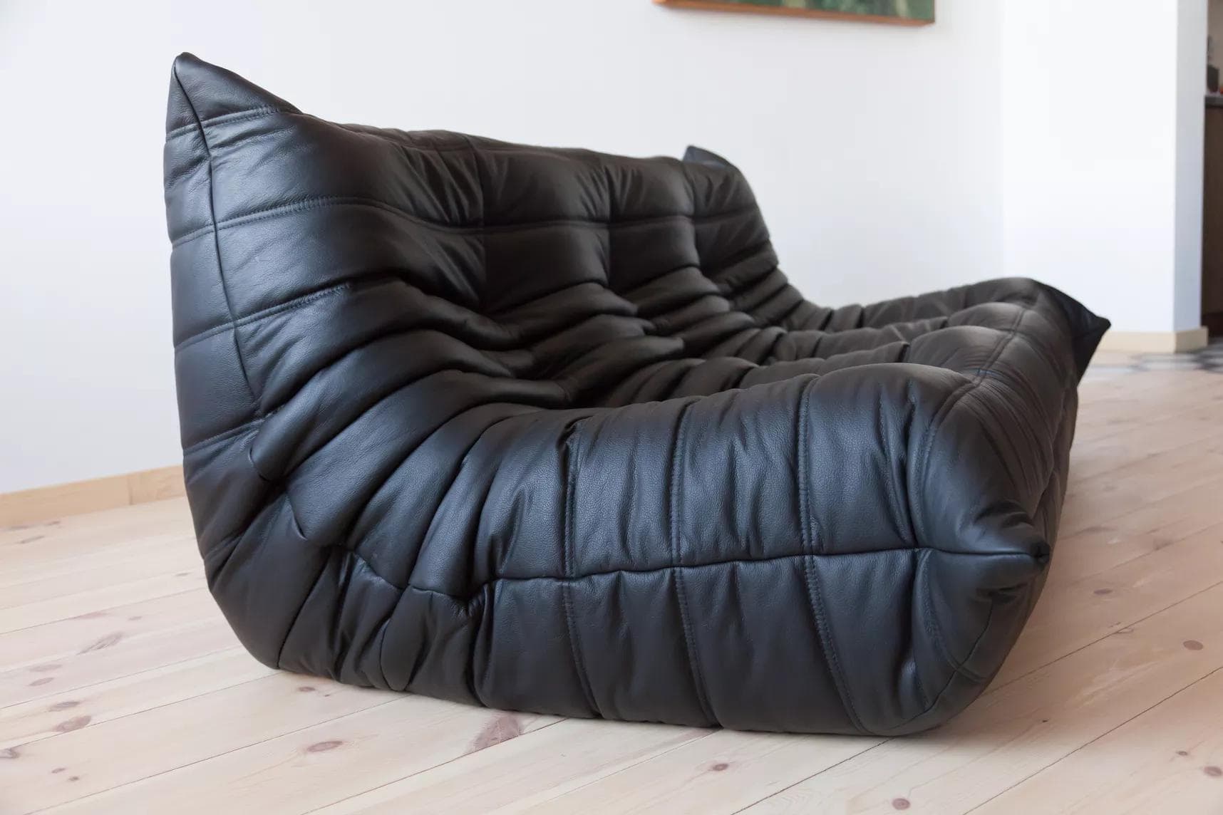 Sofa Togo trzyosobowa, skóra czarna madras - 51274