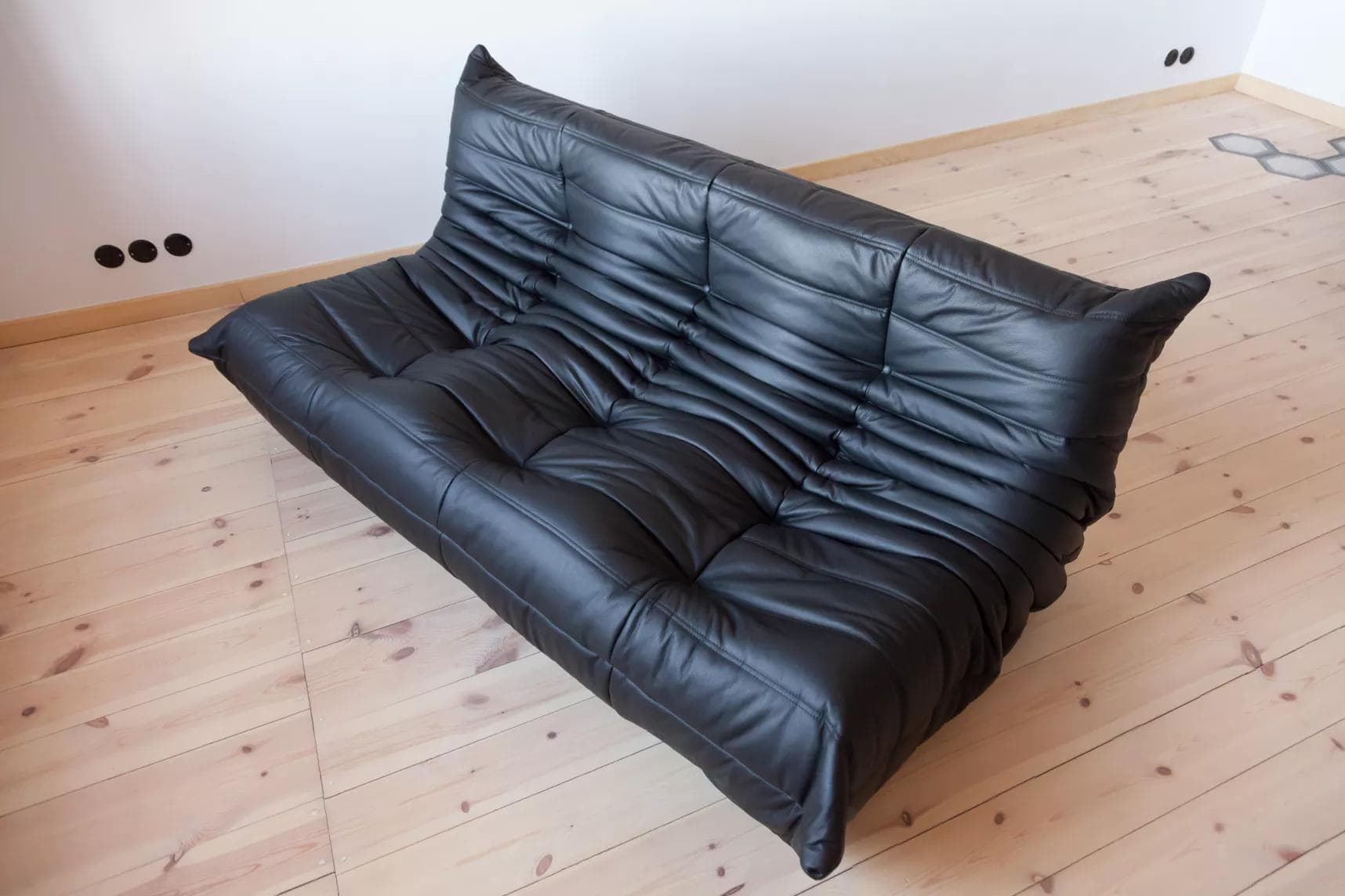Sofa Togo trzyosobowa, skóra czarna madras - 51275