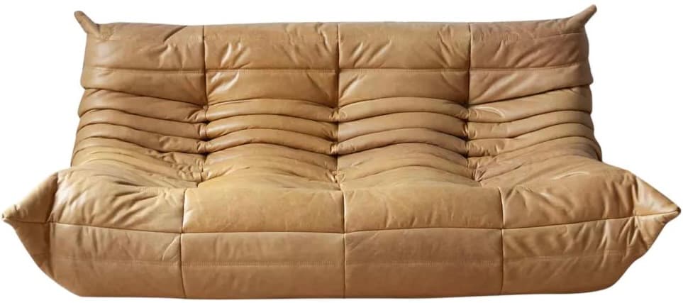 Sofa Togo trzyosobowa, skóra brązowa camel