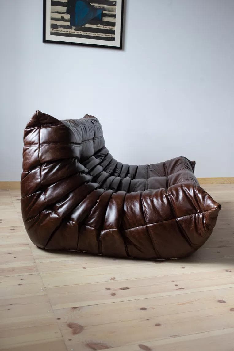 Sofa Togo dwuosobowa, skóra brązowa dark shiny - 51244