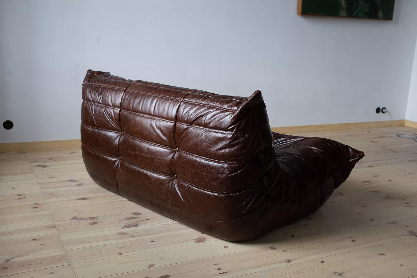 Sofa Togo dwuosobowa, skóra brązowa dark shiny - 51247