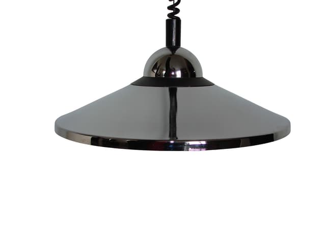 Pendant lamp, chrome metal, H&H Leuchten, Germany, 1980s. - DIMENSION