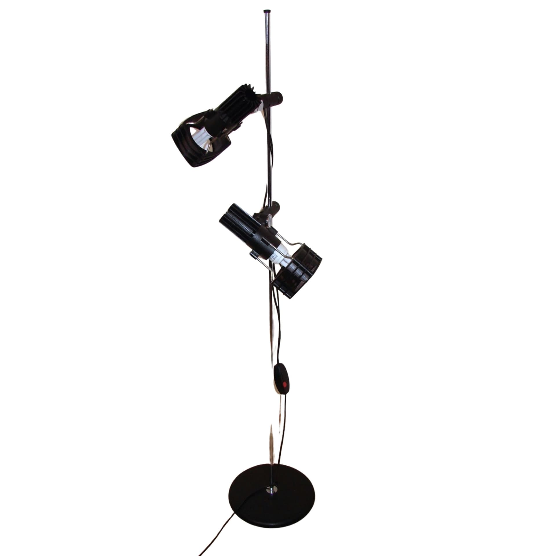 Lampa podłogowa, czarna, metal chromowany, Hustadt Leuchten, Niemcy, lata 70.