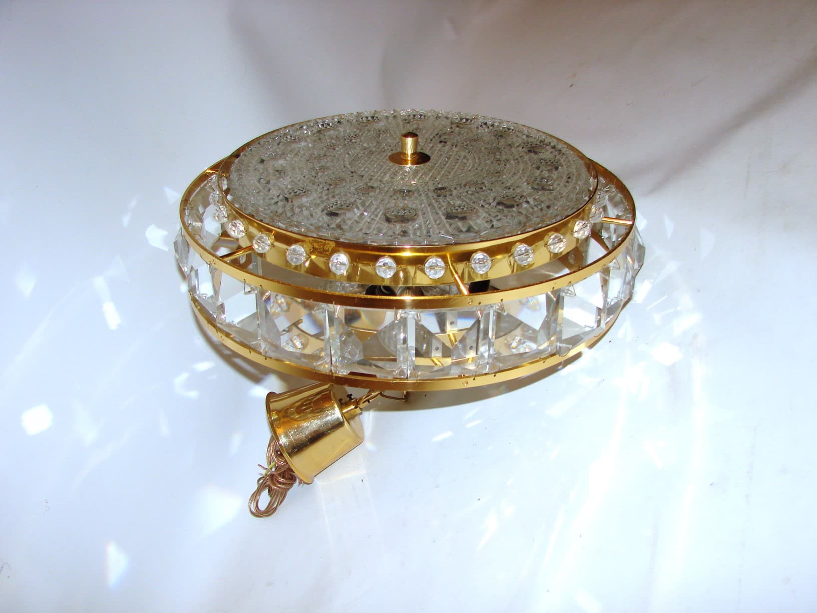 Pendant lamp, golden crystal, by C. Fagerlund, Sweden, 1960s. - 51667