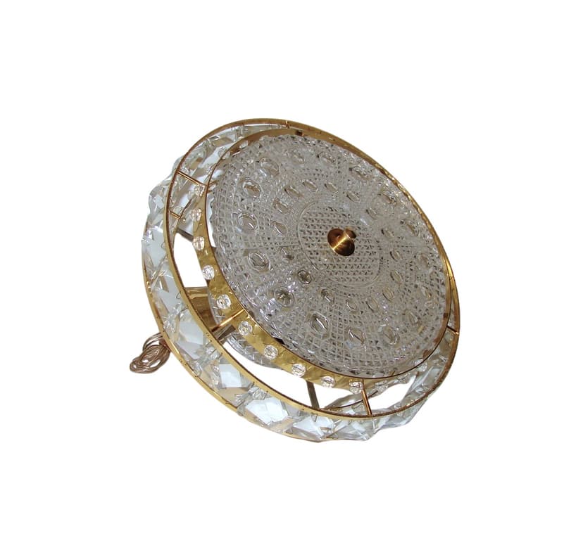 Pendant lamp, golden crystal, by C. Fagerlund, Sweden, 1960s.