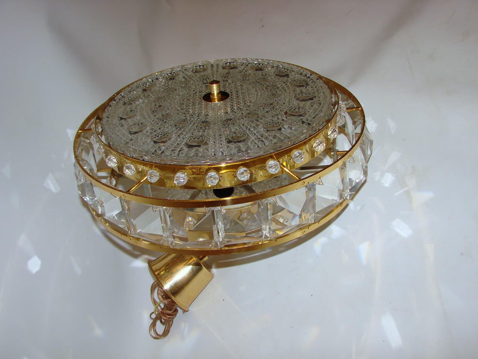 Pendant lamp, golden crystal, by C. Fagerlund, Sweden, 1960s. - 51668