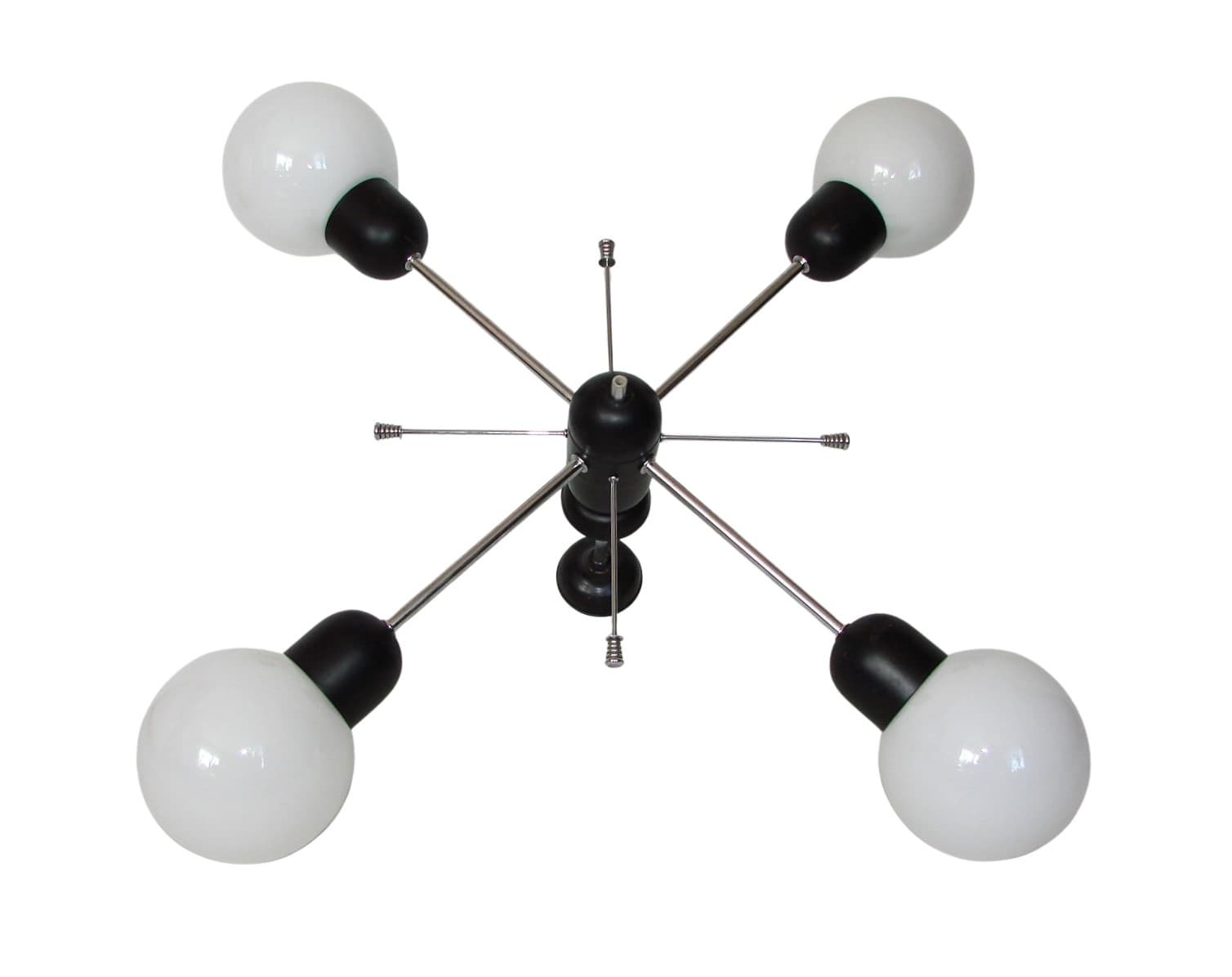 Pendant lamp Space Age, black chromed steel, 1970s