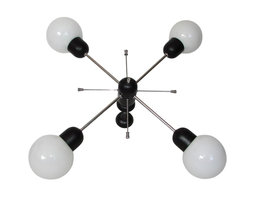 Pendant lamp Space Age, black chromed steel, 1970s