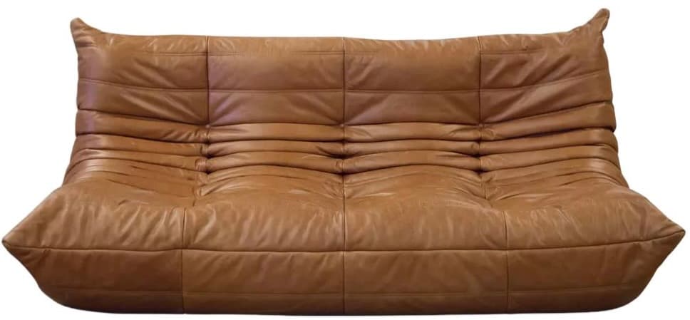 Sofa Togo trzyosobowa, skóra brązowa tobacco