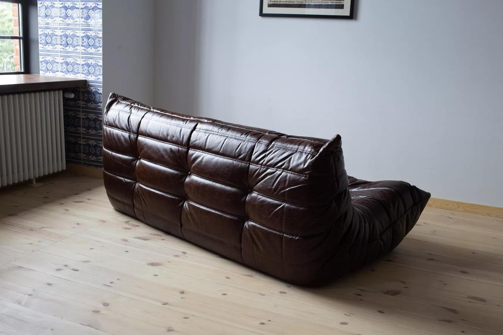 Sofa Togo trzyosobowa, skóra brązowa dark shiny - 52253
